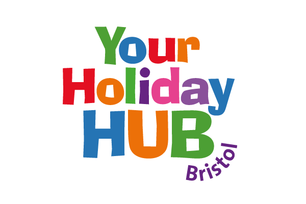 Your Holiday Hub Logo in colour on light grey background.